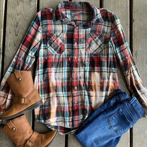 Arizona Jeans Bleached Girls Flannel Size 10/12